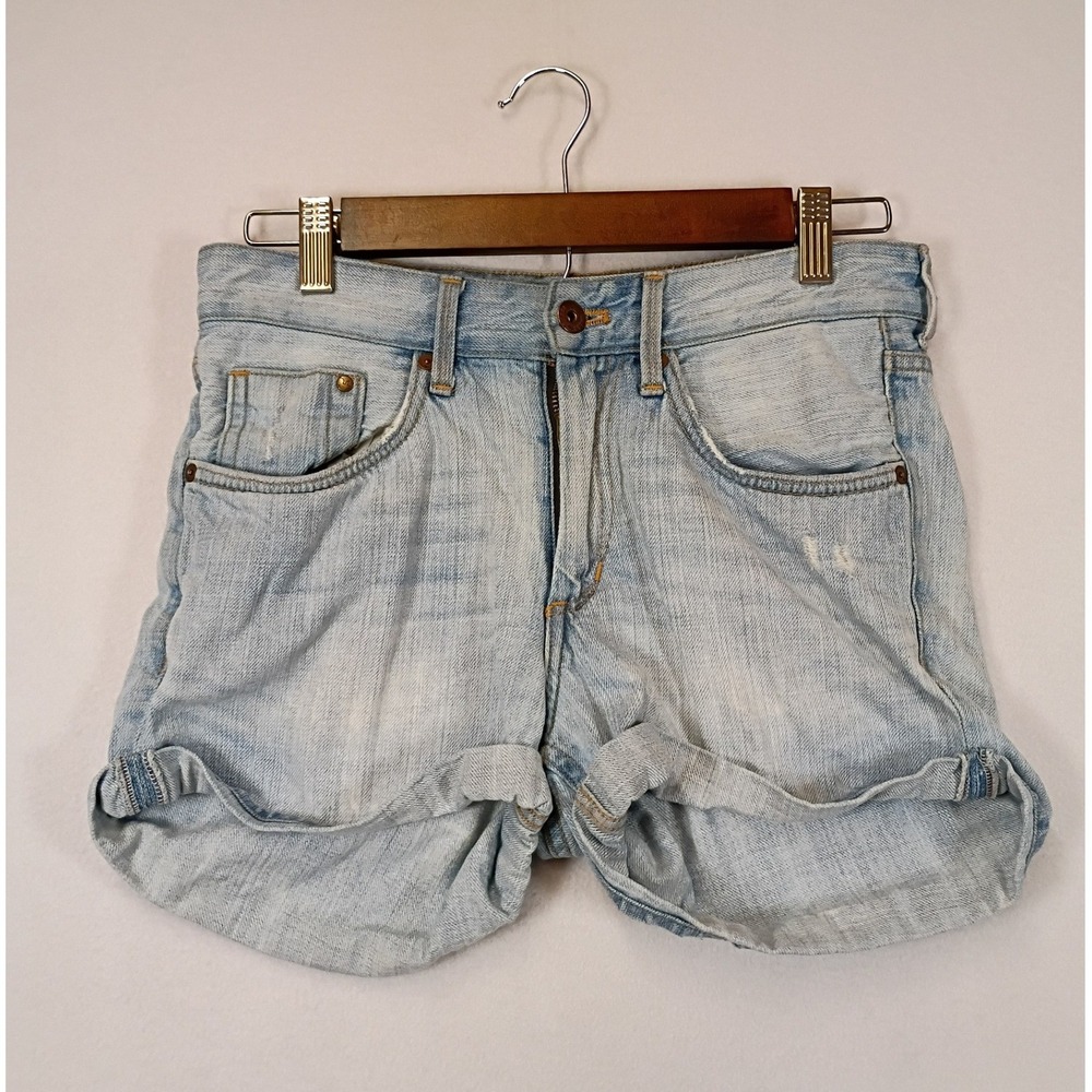 Vintage Aesthetic &Denim by H&M Women Size 2 Light Blue Distressed Cuffed Shorts